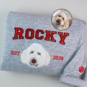 Custom Embroidered Pet From Your Photo Sweatshirt - Personalized Cat Sweatshirt - Pet Name Sweatshirt - Valentine Dog Cat Mom Gift