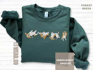 Beagle Embroidered Crewneck Sweatshirt, Dog Mom Dad Gift, Trendy Happy Smiling Puppy Sweater, Cute Pet Lover Present, Fathers Day, Mothers