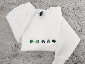 Cute Mini Shamrocks Embroidered Crewneck - St Patrick's Day Crewneck - Irish Shamrock - Gift For her - Cute Crewneck