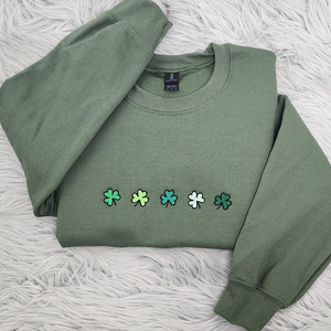 Cute Mini Shamrocks Embroidered Crewneck - St Patrick's Day Crewneck - Irish Shamrock - Gift For her - Cute Crewneck