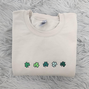 Cute Mini Shamrocks Embroidered Crewneck - St Patrick's Day Crewneck - Irish Shamrock - Gift For her - Cute Crewneck