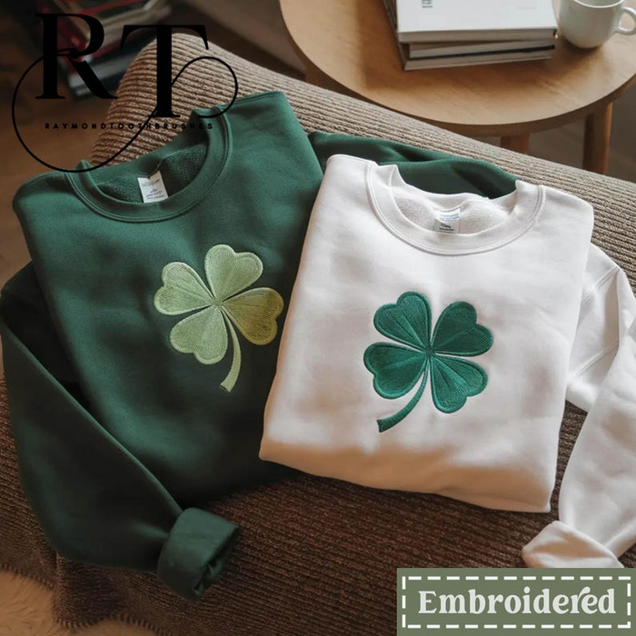 Embroidered St. Patrick's Day Sweatshirt, Irish Shamrock Sweatshirt, Saint Patricks Day Sweatshirt Women, St Patricks Hoodie, St Patricks