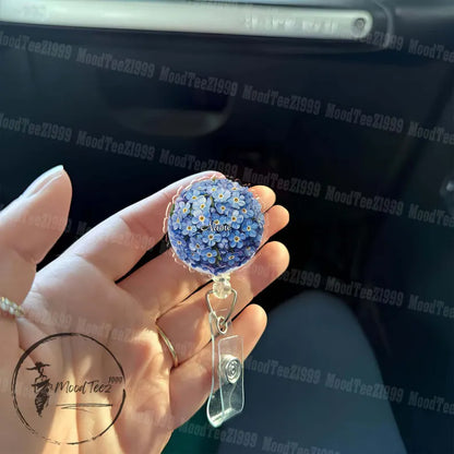 Custom Forget Me Not Flower Badge Reel, Retractable ID Holder, Floral Nurse Badge Holder, Unique Medical Badge Reel