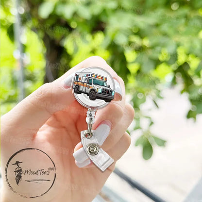Ambulance Badge Reel, Retractable ID Holder, Emergency Medical Badge Holder, Unique Nurse Badge Reel