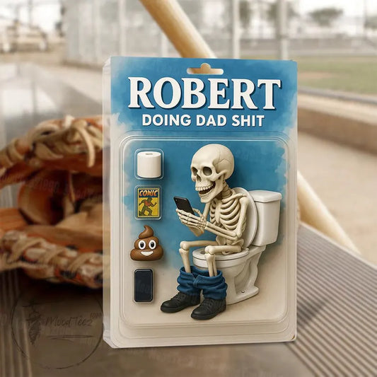 Doing Dad Sh*t, Funny Skeleton Toilet Custom Figure Toy Box Personalized Acrylic Block Plaque, Custom Father's Day Gift for Dad, Husband