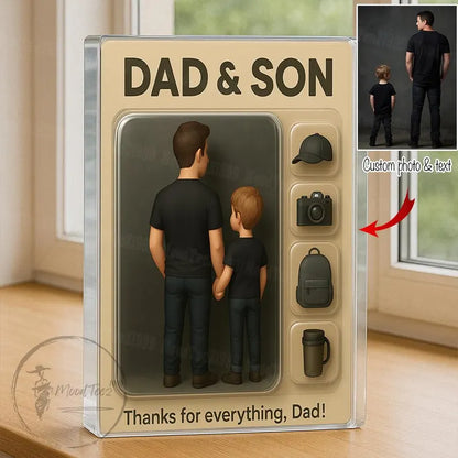 Personalized Photo Dad And Kids Action Figure Acrylic Block, Best Dad Ever Block Plaque, Custom Father's Day Gift For Dad, Gift For Husband