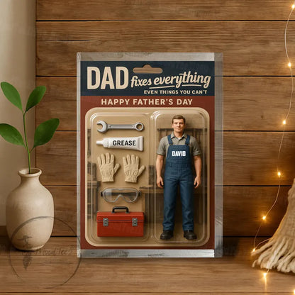 Dad Fixes Everything – Personalized Acrylic Block for Father's Day, Custom Handyman Gift with Dad Name, Toolbox & Repair Tools