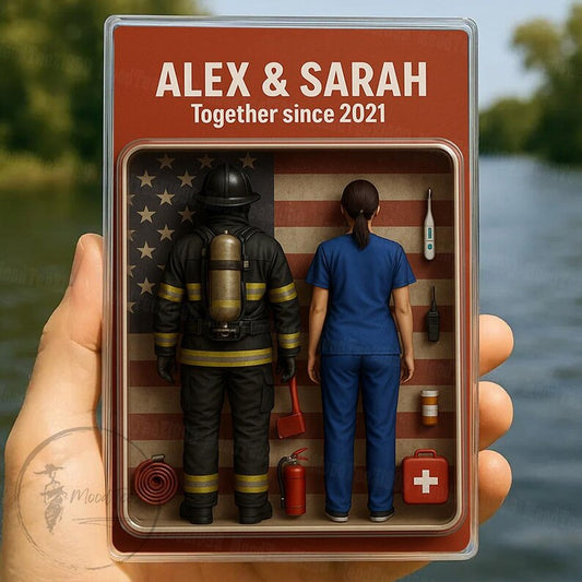 Couple Toy Box Figures Style Personalized Acrylic Block Plaque, Acrylic Block Plaque, Mother's Day Gift Firefighter & Nurse,husband and wife