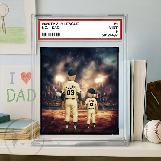 Baseball No. 1 Dad Grandpa Man & Kids Trading Card Style Personalized Acrylic Block Plaque, Father's Day Gift for Baseball Dad, Husband 02