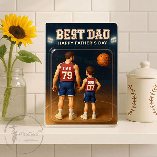 Basketball Dad Personalized Trading Card Acrylic Block Plaque, Custom Father's Day Gift from Kid, Sport Dad Keepsake, Dad & KidS Decor 1