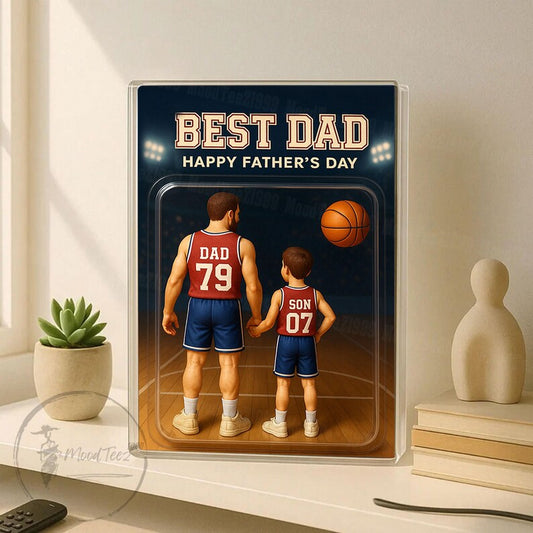 Basketball Dad Personalized Trading Card Acrylic Block Plaque, Custom Father's Day Gift from Kid, Sport Dad Keepsake, Dad & KidS Decor 1
