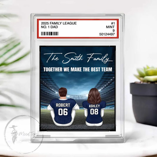 Baseball No. 1 Dad Grandpa Man & Kids Trading Card Style Personalized Acrylic Block Plaque , Father's Day Gift for Baseball Dad, Husband 01