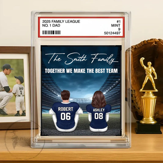 Baseball No. 1 Dad Grandpa Man & Kids Trading Card Style Personalized Acrylic Block Plaque , Father's Day Gift for Baseball Dad, Husband 01