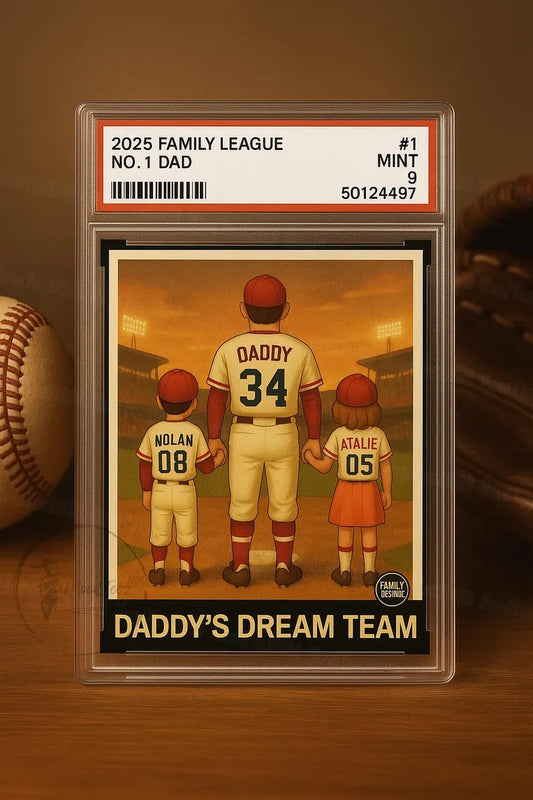 Custom Baseball No. 1 Dad Grandpa Man & Kids Trading Card Style Personalized Acrylic Block Plaque Father's Day Gift for Baseball Lovers