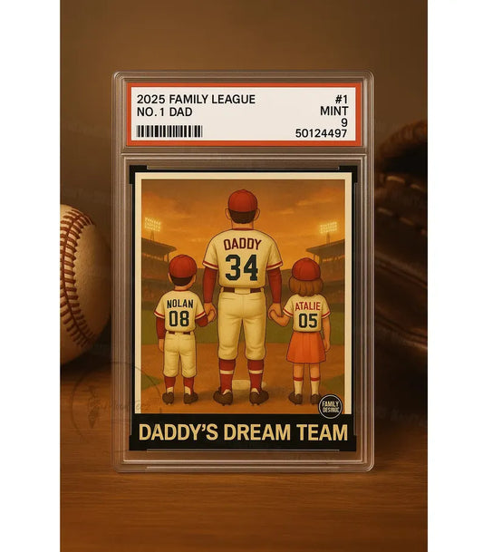 Custom Baseball No. 1 Dad Grandpa Man & Kids Trading Card Style Personalized Acrylic Block Plaque Father's Day Gift for Baseball Lovers