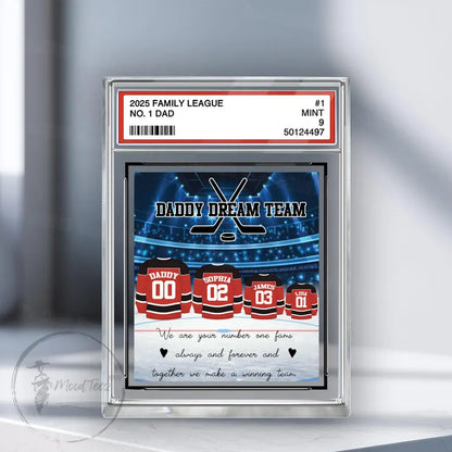 Hockey No. 1 Family Dad Personalized Trading Card Acrylic Block Plaque,Father's Day Gift For Hockey Lover,Hockey Player,Gift For Husband