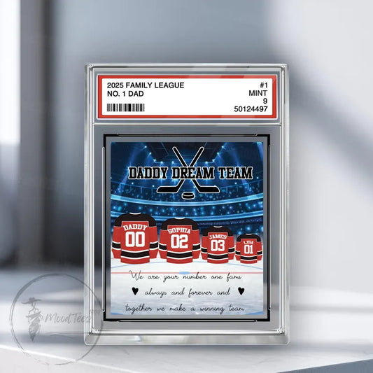 Hockey No. 1 Family Dad Personalized Trading Card Acrylic Block Plaque,Father's Day Gift For Hockey Lover,Hockey Player,Gift For Husband