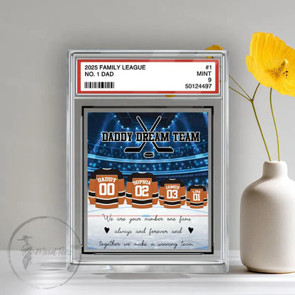 Hockey No. 1 Family Dad Personalized Trading Card Acrylic Block Plaque,Father's Day Gift For Hockey Lover,Hockey Player,Gift For Husband