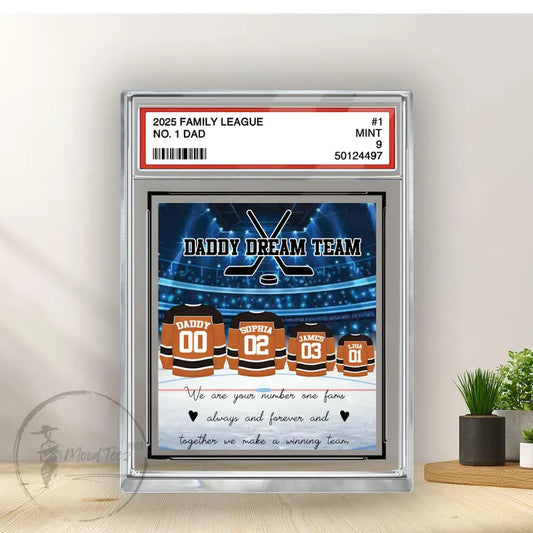 Hockey No. 1 Family Dad Personalized Trading Card Acrylic Block Plaque,Father's Day Gift For Hockey Lover,Hockey Player,Gift For Husband