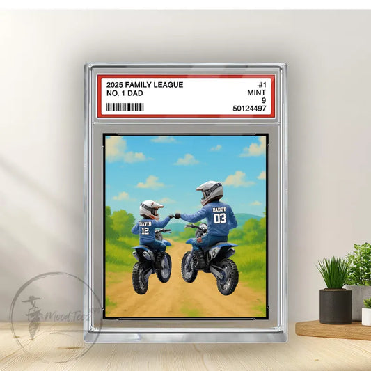 Motocross No.1 Dad Grandpa Man&Kids Trading Card Style Personalized Acrylic Block,Fathers Day Gift for Motocross Dad,Husband,Motorcycle Gift