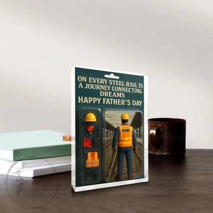 Custom Railway Worker Action Figure Acrylic Block For Dad,A Thoughtful Father’s Day Honoring His Hard Work And Tracks That Connect Dreams 01