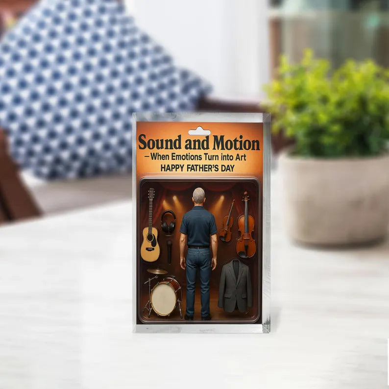 Personalized Musician Dad Acrylic Block – Father’s Day Gift for Music Lover | Guitar, Violin, Drum Display Keepsake for Artistic