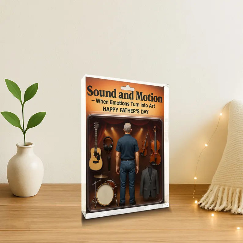 Personalized Musician Dad Acrylic Block – Father’s Day Gift for Music Lover | Guitar, Violin, Drum Display Keepsake for Artistic