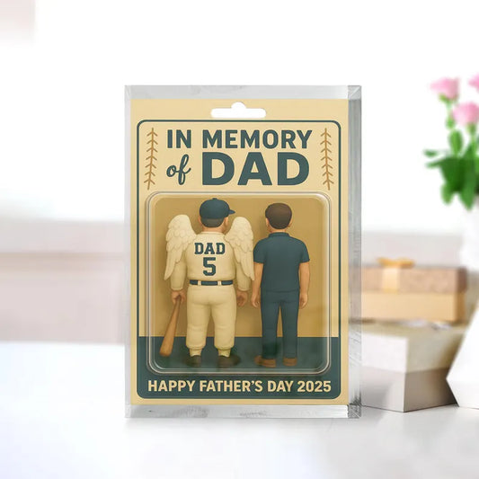 Personalized Memorial Father’s Day Gift – In Memory of Dad Acrylic Block – Custom Remembrance Keepsake from Son – Baseball Tribute for Dad