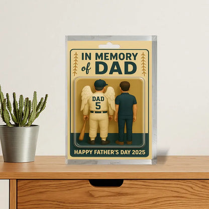 Personalized Memorial Father’s Day Gift – In Memory of Dad Acrylic Block – Custom Remembrance Keepsake from Son – Baseball Tribute for Dad
