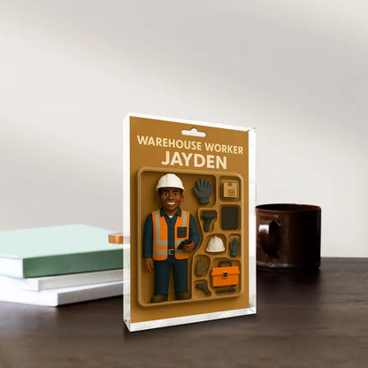 Personalized Gift for Warehouse Worker –Custom Acrylic Block with Name – Unique Figurine Keepsake for Dad, Husband, or Coworker Appreciation