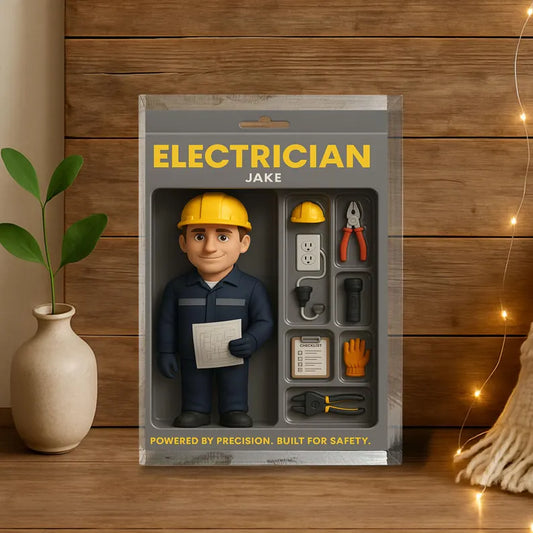 Personalized Acrylic Block Featuring Electrician with Tools - Precision Crafted Display for Safety Enthusiasts and Professionals