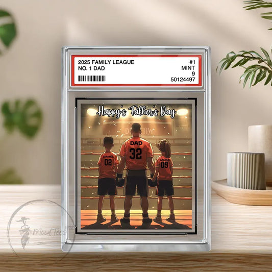 Boxing No. 1 Dad Personalized Trading Card Acrylic Block Plaque, Custom Father's Day Gift from Kid, Sport Dad Keepsake, Dad & KidS Decor