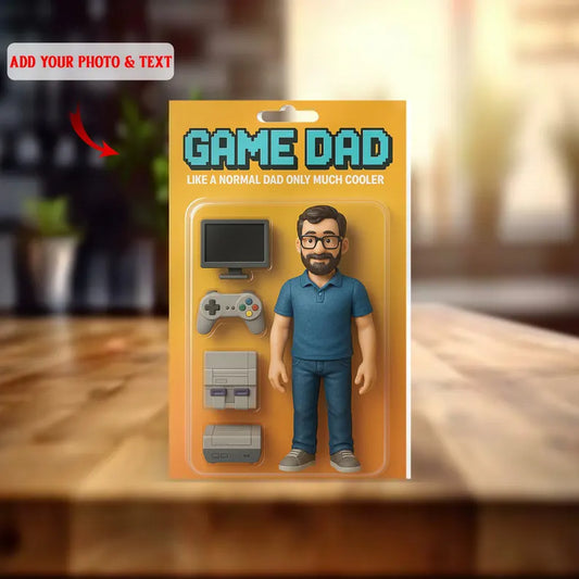 Personalized Game Dad Acrylic Block – Retro Gamer Figurine with Console, Controller & Screen – Fun Father’s Day or Birthday Gift for Dad