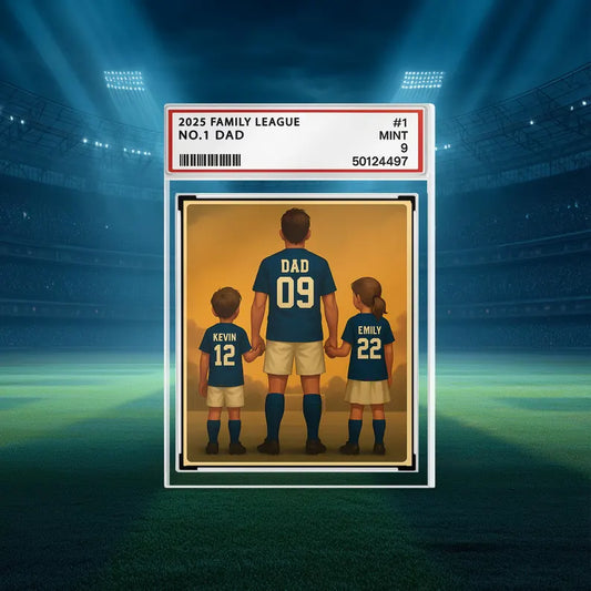 Soccer No.1 Dad Grandpa Man And Kids Trading Card Style Personalized Acrylic Block, Fathers Day Gift For Soccer Dad, Family Plaque Decor