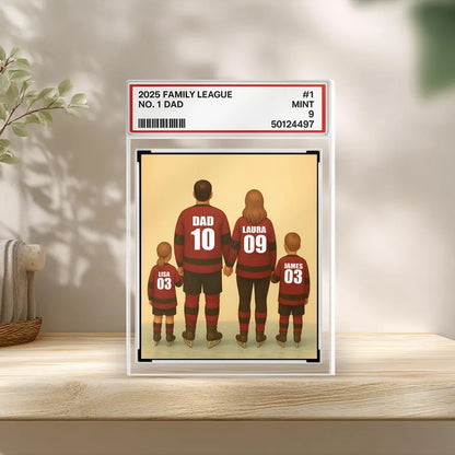 Hockey Dad Gift – Personalized Father's Day Acrylic Block, Custom Trading Card with Family Jersey Names and Numbers, Team Dad Keepsake
