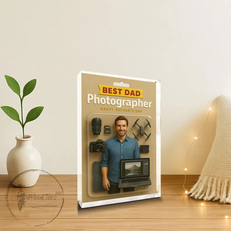 Best Dad Photographer Gift – Custom Father's Day Acrylic Block for Camera Lover Dad, Unique Gift Idea for Photographer Father