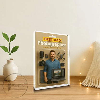 Best Dad Photographer Gift – Custom Father's Day Acrylic Block for Camera Lover Dad, Unique Gift Idea for Photographer Father
