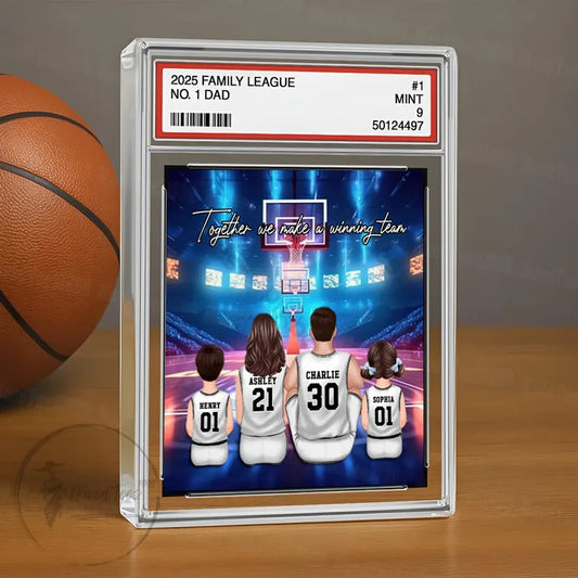 Basketball Daddys Dream Team No. 1 Dad Custom Figure, Man Kids Sitting Trading Card Style, Gift for Dad, Basketball Keepsake