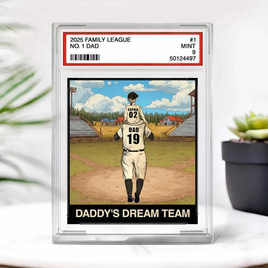 Custom Baseball No. 1 Dad Grandpa Man & Kids Trading Card Style Personalized Acrylic Block Plaque Father's Day Gift for Baseball Lovers
