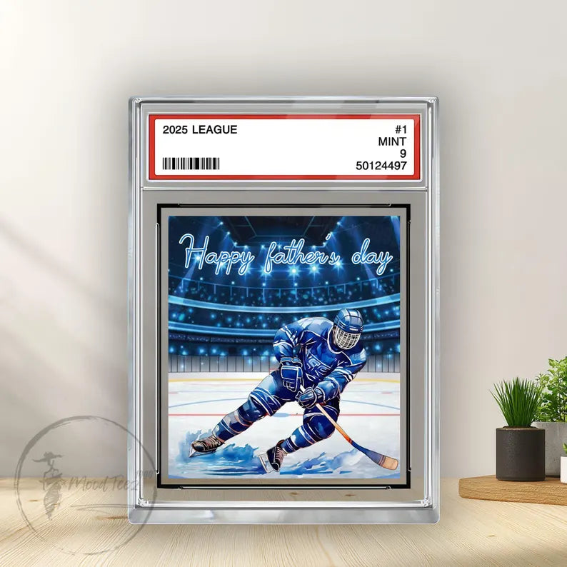 Hockey No. 1 Family Dad Personalized Trading Card Acrylic Block Plaque,Father's Day Gift For Hockey Lover,Hockey Player,Gift For Husband
