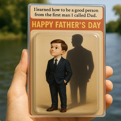 Personalized Father’s Day Gift – Custom Acrylic Block with Boy and Dad’s Shadow – Sentimental Keepsake from Son to Father with Quote