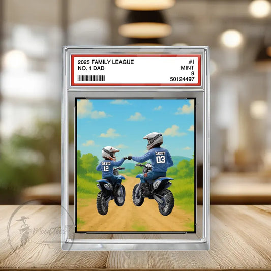 Motocross No.1 Dad Grandpa Man&Kids Trading Card Style Personalized Acrylic Block,Fathers Day Gift for Motocross Dad,Husband,Motorcycle Gift