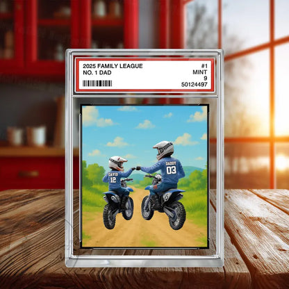 Motocross No.1 Dad Grandpa Man&Kids Trading Card Style Personalized Acrylic Block,Fathers Day Gift for Motocross Dad,Husband,Motorcycle Gift