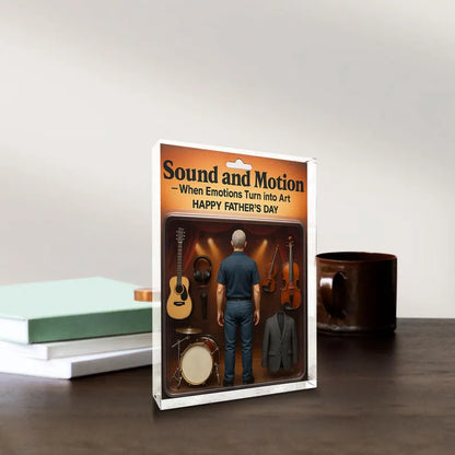 Personalized Musician Dad Acrylic Block – Father’s Day Gift for Music Lover | Guitar, Violin, Drum Display Keepsake for Artistic
