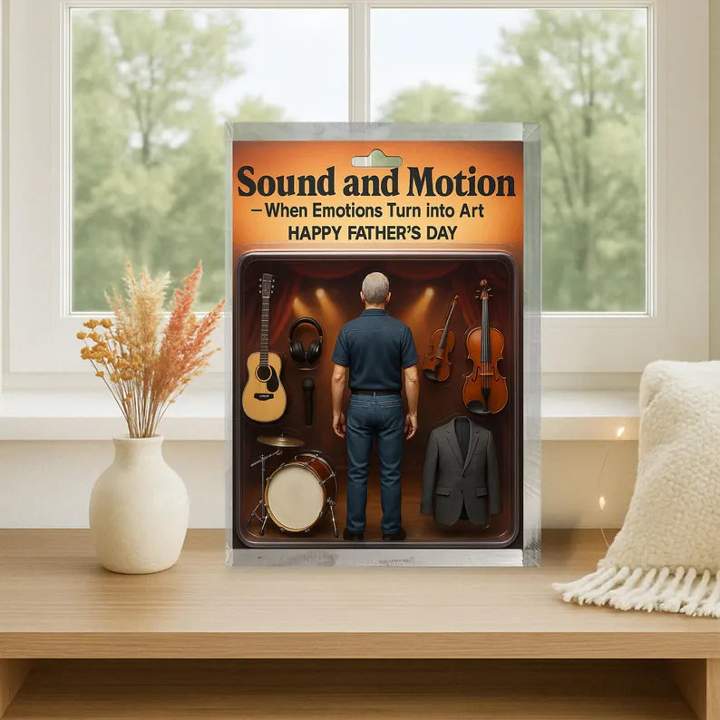 Personalized Musician Dad Acrylic Block – Father’s Day Gift for Music Lover | Guitar, Violin, Drum Display Keepsake for Artistic