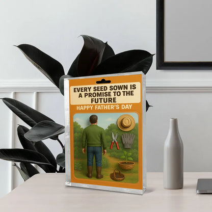 Personalized Gardener Dad Acrylic Block – Father’s Day Gift for Plant Lover | Custom Garden Tools Display Keepsake for Nature-Growing Father