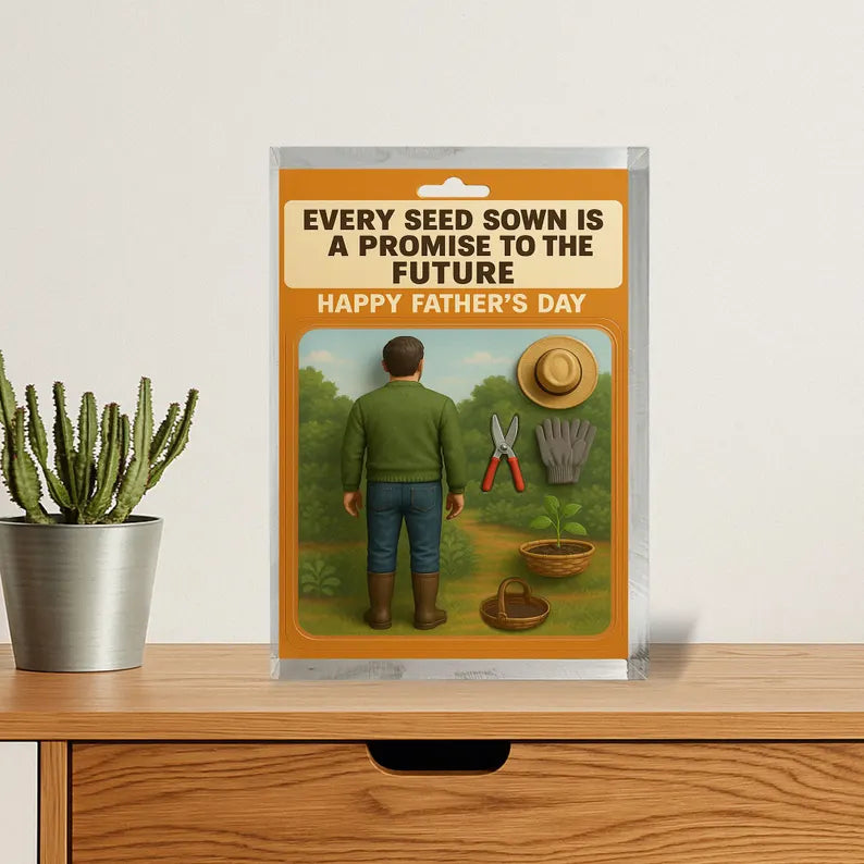 Personalized Gardener Dad Acrylic Block – Father’s Day Gift for Plant Lover | Custom Garden Tools Display Keepsake for Nature-Growing Father