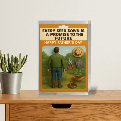 Personalized Gardener Dad Acrylic Block – Father’s Day Gift for Plant Lover | Custom Garden Tools Display Keepsake for Nature-Growing Father