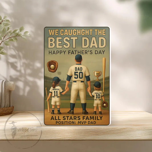 We Caught the Best Dad Baseball Acrylic Block Plaque Custom Figure Personalized, Personalized Father's Day Gift for Dad, Gifts for Husband