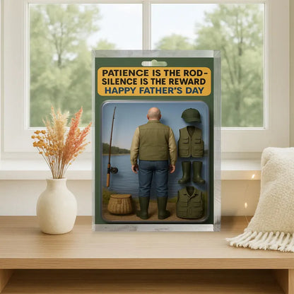 Personalized Fishing Dad Acrylic Block– Father’s Day Gift for Outdoor Lover | Custom Rod, Vest & Lake Display Keepsake for Patient Fisherman